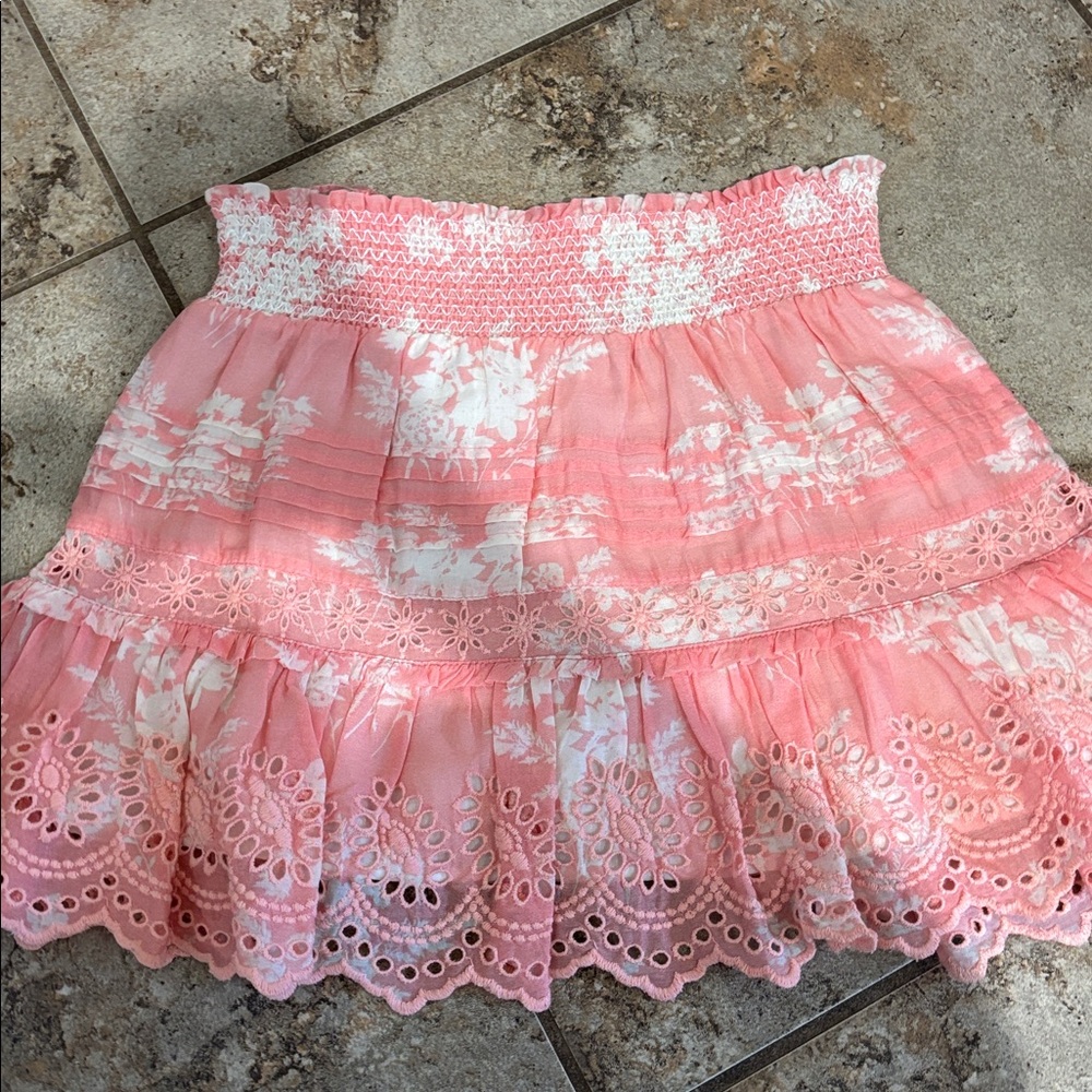 LoveShackFancy coral Jimena mini skirt